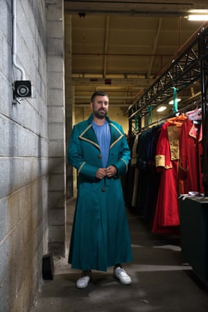 Kevin Kaila in his new blue floor length jacket.