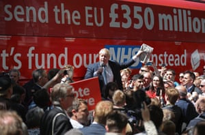 Johnson addresses a rally in York during the Brexit battle bus tour of the UK in 2016