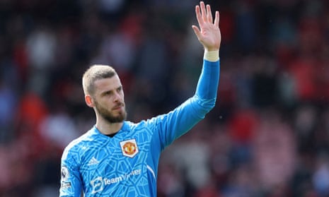 David De Gea waves to Manchester United fans after their win over Bournemouth.