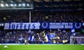 A general view of Everton banners in the stands ahead of the Premier League match between Everton and Liverpool at Goodison Park on 24 April 2024