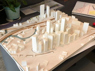 ‘It’s starting to create a real skyline’ … Simpson’s model of Great Jackson Street, where the Deansgate shafts will be.