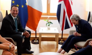 Leo Varadkar meeting Theresa May at the EU summit last night.
