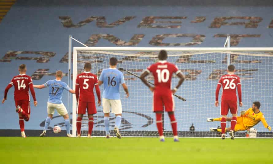 Kevin De Bruyne Drags Penalty Wide In Manchester City S Draw With Liverpool Premier League The Guardian