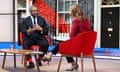 James Cleverly sitting with Laura Kuenssberg