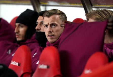 James Ward-Prowse on the Burnley bench at Sunderland