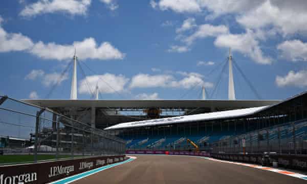 A general view of Hard Rock Stadium at the F1 circuit
