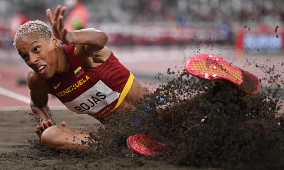 Venezuela’s Yulimar Rojas on her way to the gold medal in the women’s triple jump final.