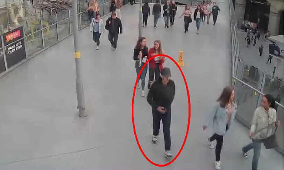 Suicide bomber Salman Abedi walking from Victoria Station towards the Manchester Arena on 22 May 2017.