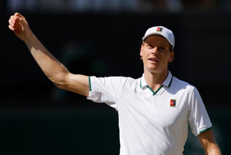 Jannik Sinner celebrates after beating Jan-Lennard Struff