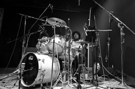 Gadson playing the drums during a recording session at Paramount Recording Studio C on 25 March 2013 in Los Angeles, California