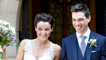 British cyclists Lizzie Armitstead and Philip Deignan at their wedding in Otley, Yorkshire, in September 2016