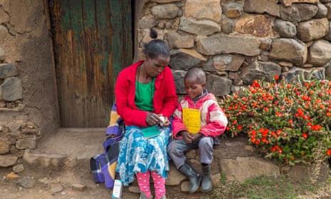 Maboe Ntsime and her son Motsamai had to make an arduous journey for HIV treatment but now access is much easier thanks to a programme using mobile technology.