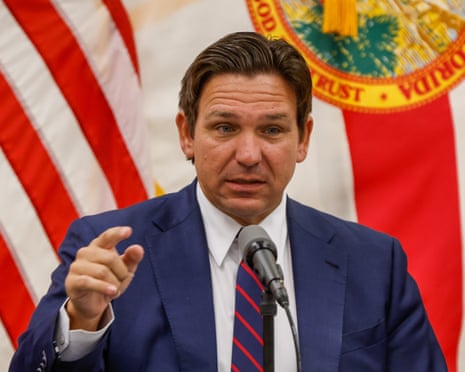 Ron DeSantis in Tampa, Florida, on 30 July.