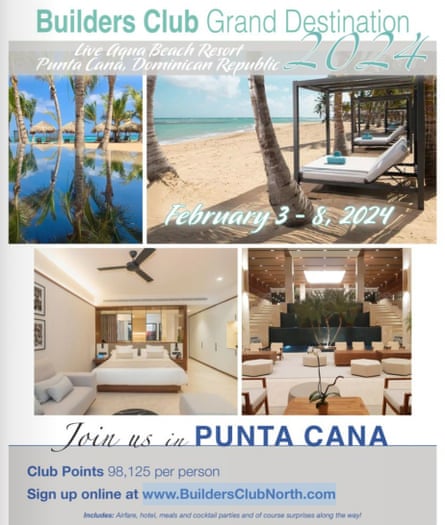 A page from Builders Club News advertising a trip to Punta Cana for builders.