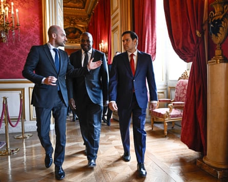 With France’s foreign minister Jean-Noël Barrot (left) and US secretary of state Marco Rubio, in Paris in April.