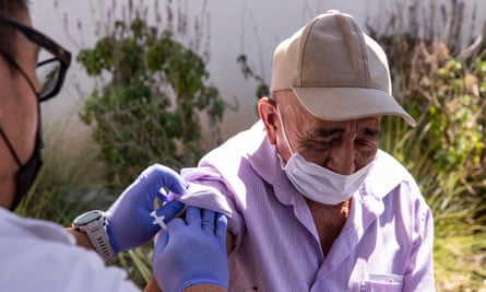 A man receives a vaccination in East Hollywood, Los Angeles last week.