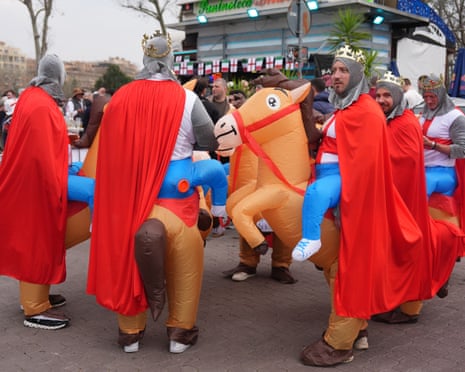 England supporters in fancy dress ahead of the Six Nations match against Italy.