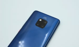 The three camera and LED flash array on the back of the Mate 20 Pro.