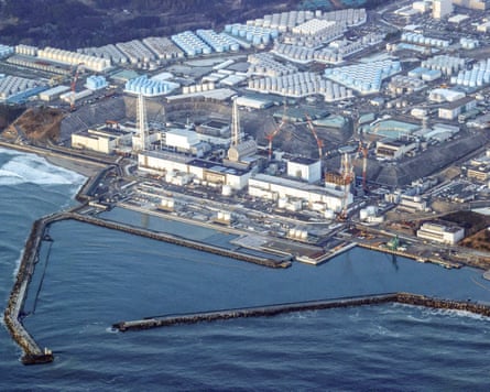 Aerial image of the Fukushima Daiichi nuclear power plant next to the sea