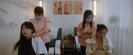 Mistress Fei Fei (front left) and dispeller Teacher Wang (front right)