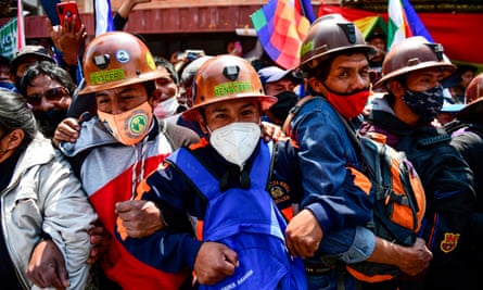 Supporters of Evo Morales gather in Villazón, Bolivia, on 9 November.