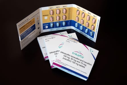 One month supply of Trikafta, a medication to treat cystic fibrosis.