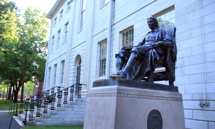 Statue of John Harvard on Harvard Campus