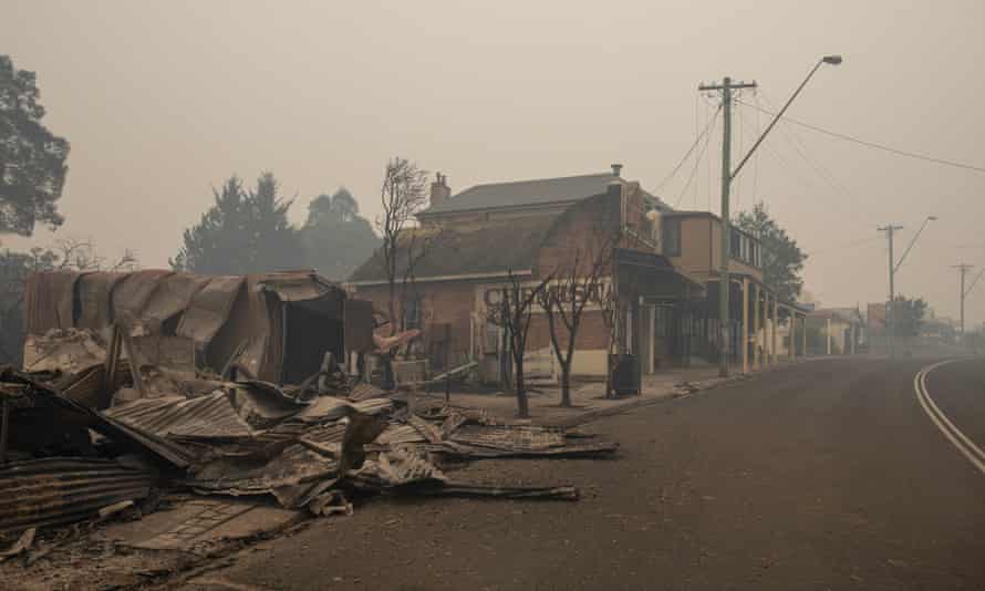 Bushfire-ravaged buildings in Cobargo, which lies in the NSW electorate of Eden-Monaro.