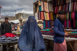 A local woman wearing a burka in Bamyan’s bazaar.