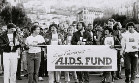 Thousands gather in a San Francisco parade raising concerns over Aids, 1983.