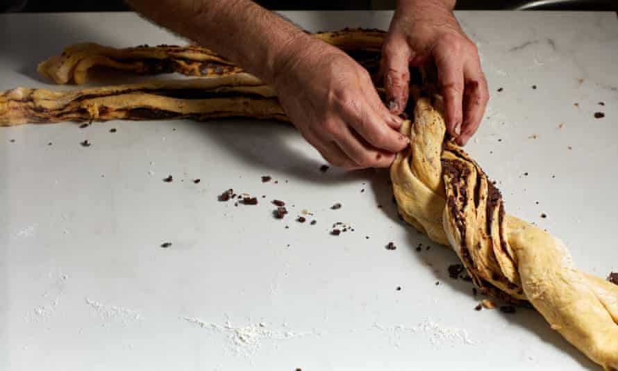 ‘Grab a strand in each hand and plait them together, hand over hand, giving a slight twist to each as you go.’