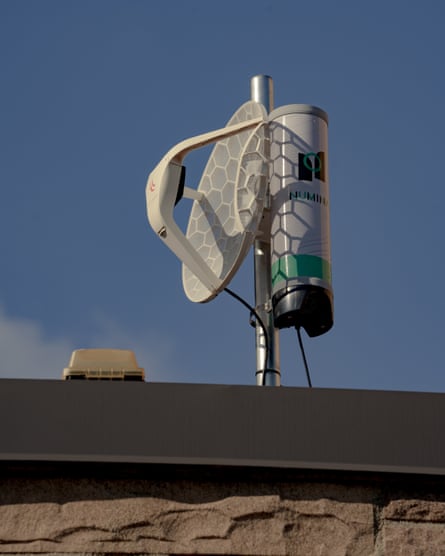 A sensor installed by Red Hook residents in collaboration with Consumer Reports and the Guardian tracks traffic on a street in Red Hook, Brooklyn.