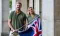 Paralympians Brenden Hall and Madison de Rozario pose for a photograph