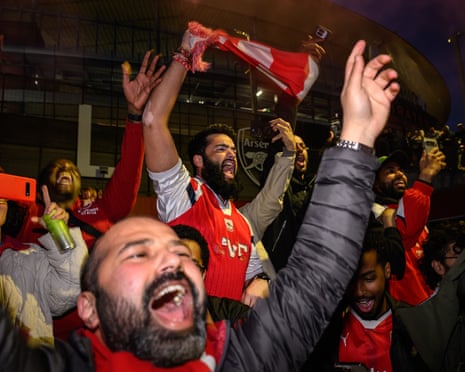 The scenes outside the Emirates on Tuesday night.