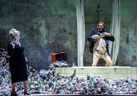 Deliciously spiteful … Alice Coote (Juno) and Brindley Sherratt (Somnus) in Handel’s Semele.