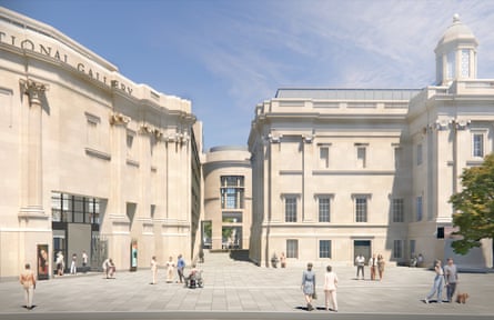 A visualization by Selldorf Architects of the entrance to the National Gallery Sainsbury Wing after the refurbishment.