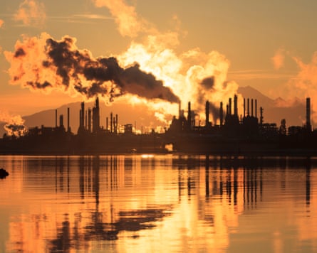 Oil refinery at sunriseShell Puget Sound Oil Refinery with Mt Baker behind, near Anacortes, WA, USA.
