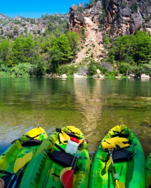 Kayaks on the Ebro River