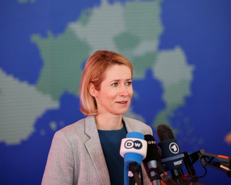 Kaja Kallas addresses the media.