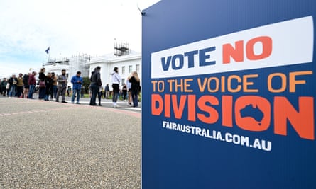 Australians queue up to vote in the voice referendum at Old Parliament House