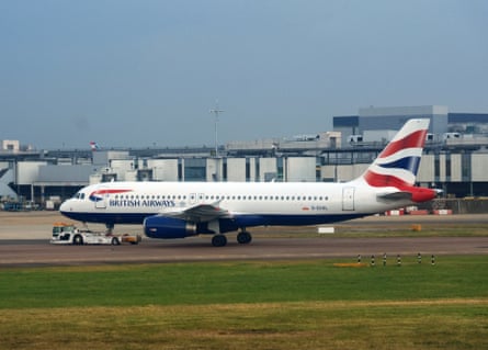 BA plane on tarmac at UK airport.