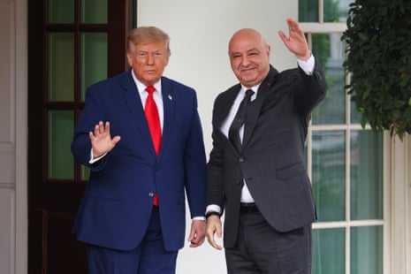 Donald Trump greets Joseph Aoun at the White House