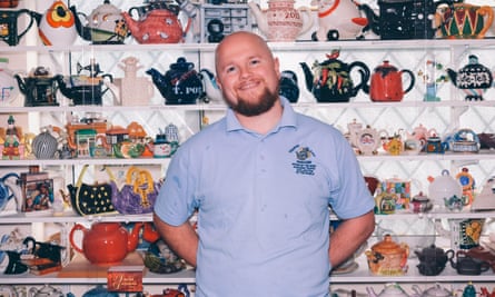 Time for a brew: Luke Blaze with some of his 8,500 teapots.