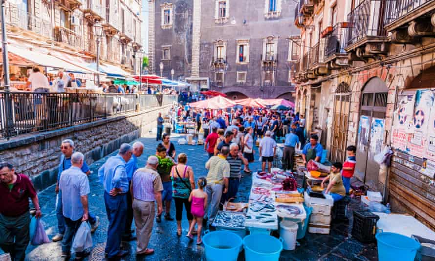 The fish market in Catania, Sicily