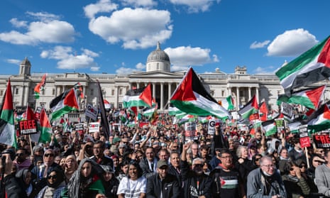 Pro-Palestinian Protesters in Trafalgar Square, London