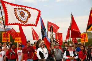 A protests against the Keystone XL pipeline in Washington.