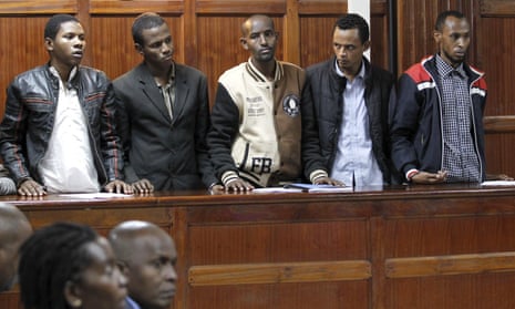 The five men charged at the Milimani law courts in Nairobi, June 4, 2015.