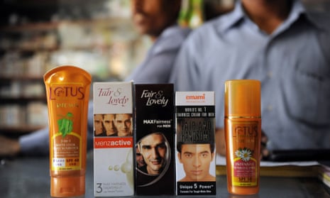 Skin-lightening products on sale in India.