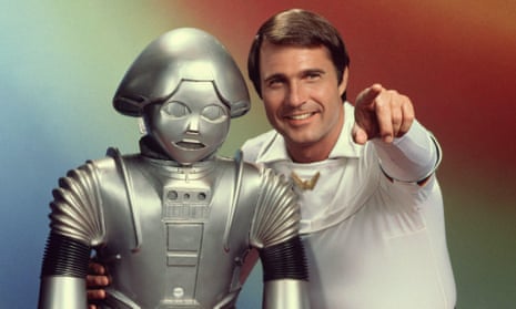 Gil Gerard as Captain Buck Rogers with his robot Twiki