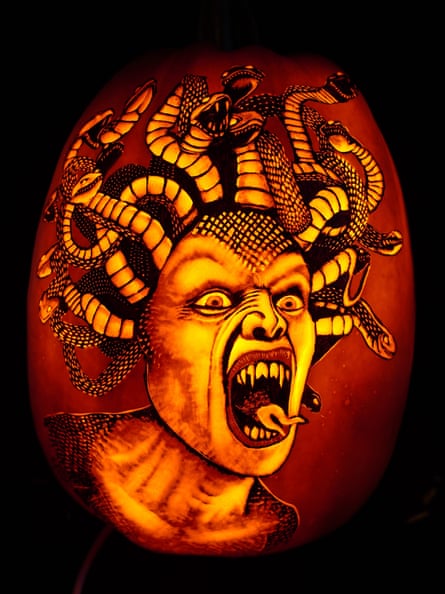 ‘Medusa’ … a pumpkin carving by Jamie Jones.